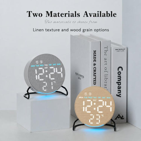 Aesthetic LED Digital Desk Clock Bedside Alarm Clock With Bottom Ambient Light, Countdown Timer, Date And Temperature