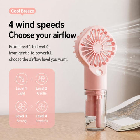 Handheld Misting Fan Portable Water Spray Fan Type-C Rechargeable Mini Personal Face Mister Fan