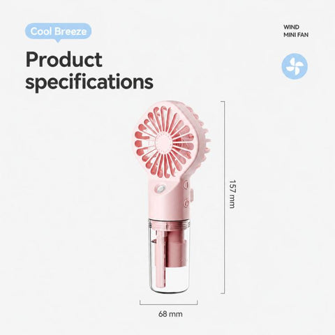 Handheld Misting Fan Portable Water Spray Fan Type-C Rechargeable Mini Personal Face Mister Fan