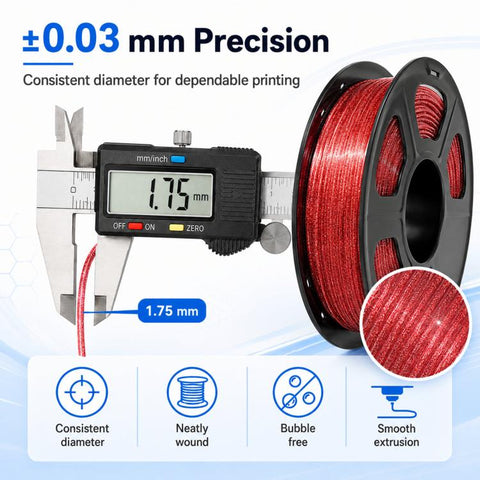 Glitter PETG Filament 1.75mm 1kg Spool Sparkly Starry Galaxy Effect Tough 3D Printing Material