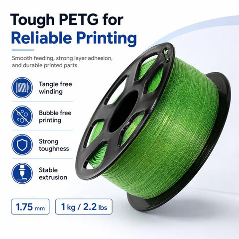 Glitter PETG Filament 1.75mm 1kg Spool Sparkly Starry Galaxy Effect Tough 3D Printing Material
