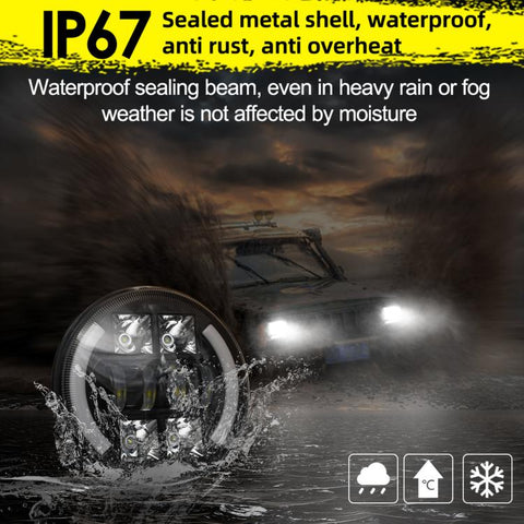 M4 7-Inch Quad Reflector Crescent Headlights For Jeep Wrangler
