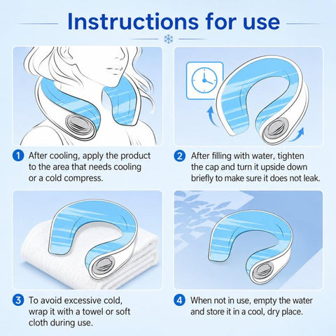 Wearable Neck Cooling Wrap Reusable Soft PVC Neck Ice Pack Refillable Hands-Free Cold Collar for Instant Relief