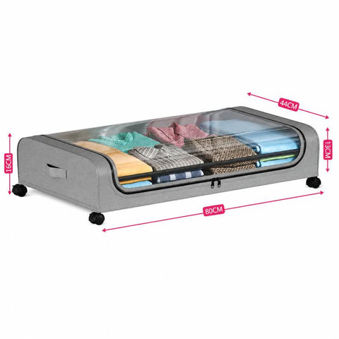 Underbed Storage Containers With Wheels Rolling Under Bed Organizer With Clear Lid