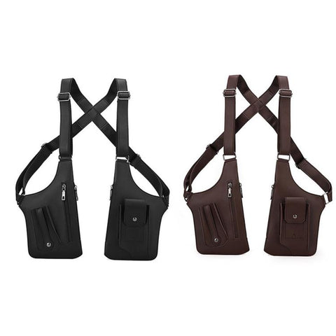 PU Leather Underarm Shoulder Bag Harness Anti Theft Chest Rig with Adjustable Straps Techwear Utility Vest Bag