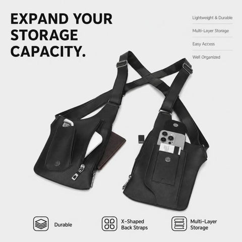 PU Leather Underarm Shoulder Bag Harness Anti Theft Chest Rig with Adjustable Straps Techwear Utility Vest Bag