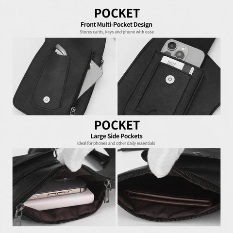 PU Leather Underarm Shoulder Bag Harness Anti Theft Chest Rig with Adjustable Straps Techwear Utility Vest Bag