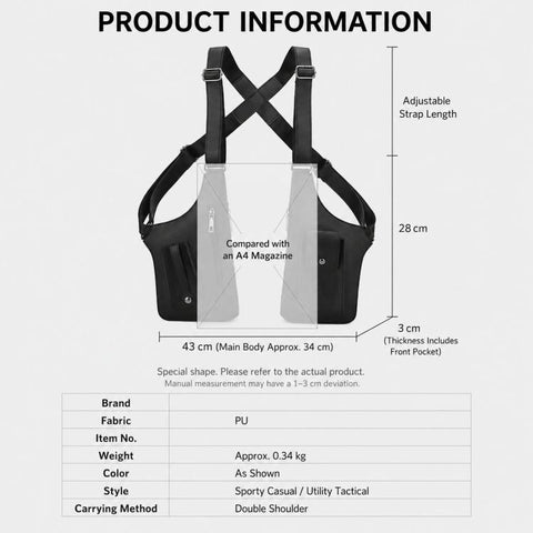 PU Leather Underarm Shoulder Bag Harness Anti Theft Chest Rig with Adjustable Straps Techwear Utility Vest Bag