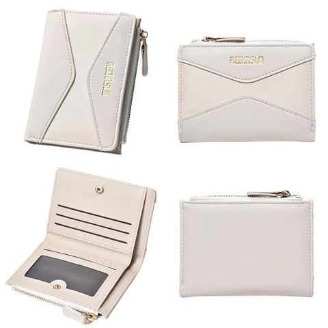 RECHRSLM 6614-2 Color Block Short Women Wallet Simple 2-Fold Student Card Holder