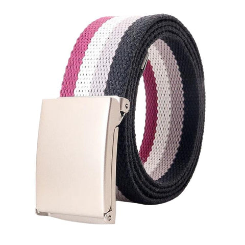 Rainbow Canvas Web Belt Striped Casual Flip-Top Buckle Belt With Bottle Opener, 120cm