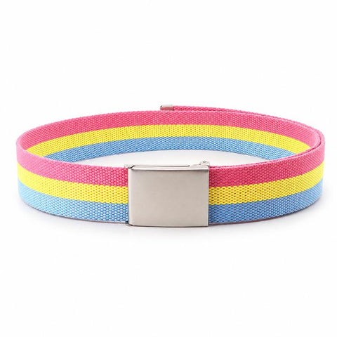 Rainbow Canvas Web Belt Striped Casual Flip-Top Buckle Belt With Bottle Opener, 120cm