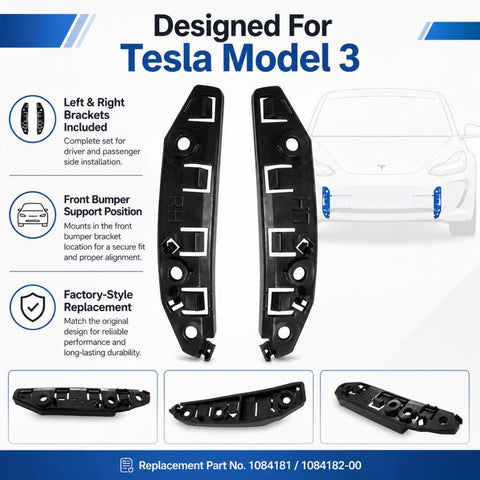 For Tesla Model 3 Front Bumper Mounting Bracket 1084181 / 1084182-00, Left, Right