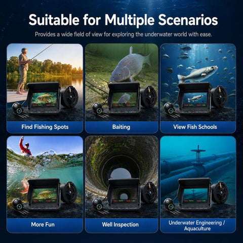 4.3 inch Fully Waterproof Screen + Fish Finder With Temperature & Depth Sensors HD Visual Underwater Fishing Probe, 15m, 20m, 30m