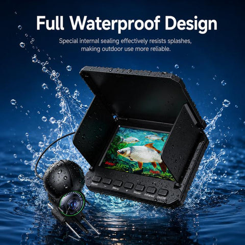 4.3 inch Fully Waterproof Screen + Fish Finder With Temperature & Depth Sensors HD Visual Underwater Fishing Probe, 15m, 20m, 30m