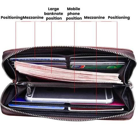DEABOLAR Portable Long Men Wallet Casual Zipper Billfold & Hand Pouch
