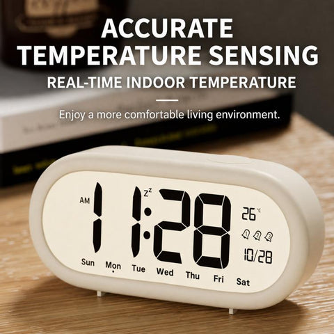 Battery Operated Digital Alarm Clock Loud Bedside Clock with 3 Alarm Settings, Temperature Date and Backlight Snooze