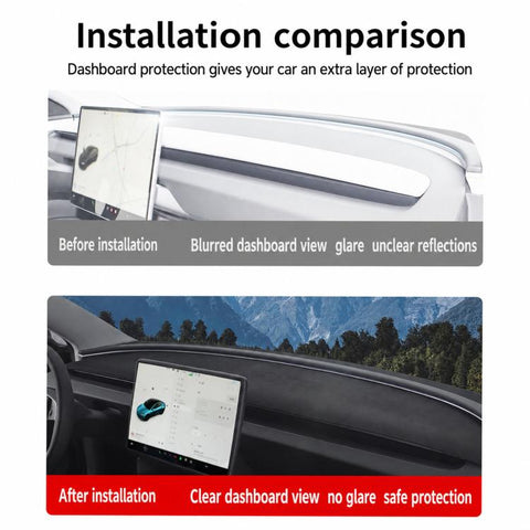 For Tesla Model Y / Y L 2025-2026 Dashboard Sun Shade Mat Suede Anti-UV Heat Insulation Dash Cover, Dashboard Sun Shade Mat