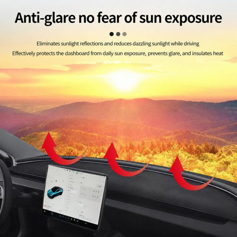 For Tesla Model Y / Y L 2025-2026 Dashboard Sun Shade Mat Suede Anti-UV Heat Insulation Dash Cover, Dashboard Sun Shade Mat