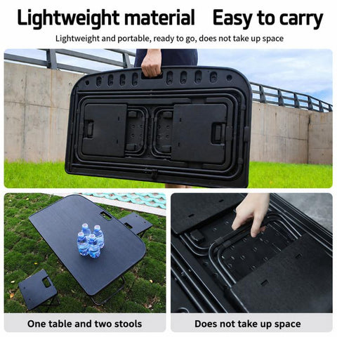 For Tesla Model Y 2021-2025 Trunk Small Table Board Foldable Portable Car Camping Tabletop, Table+2 Chairs