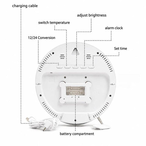 8.3-inch Large LED Digital Alarm Clock Adjustable Brightness with Temperature / Date / Week & Dual Alarms
