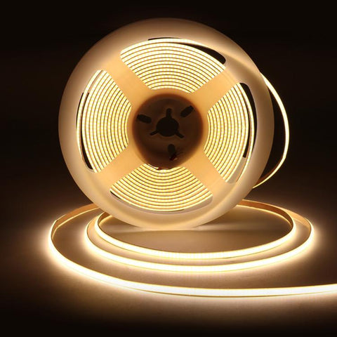Waveshare 4000K DC 12V 5m 480 LEDs/m Single-Color COB Soft Light Strip No Light Spots Supports Free Cutting, 2mm Width, 4mm Width