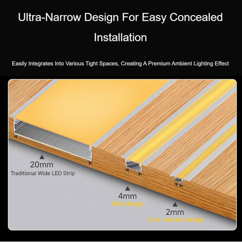 Waveshare 4000K DC 12V 5m 480 LEDs/m Single-Color COB Soft Light Strip No Light Spots Supports Free Cutting, 2mm Width, 4mm Width
