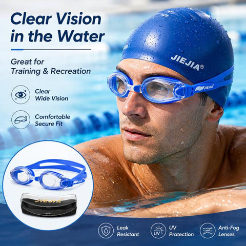 JIEJIA High-Definition Plain Waterproof Anti-fog Swimming Goggles