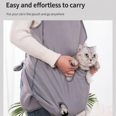 Summer Cat Grooming Apron For Nail Trimming Anti-Hair Sticking Design With Feet Opening