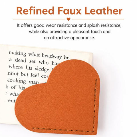 6-Piece Set Heart-Shaped Bookmark Clips Minimalist Portable PU Leather Corner Protectors