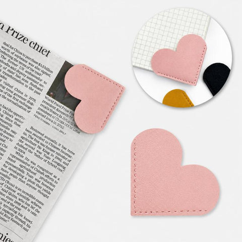 6-Piece Set Heart-Shaped Bookmark Clips Minimalist Portable PU Leather Corner Protectors