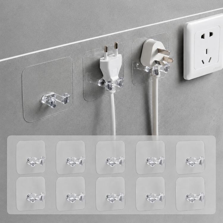 10pcs Adhesive Badminton Racket Wall Hooks No Drill Tennis Racquet Holder Waterproof Power Plug Organizer