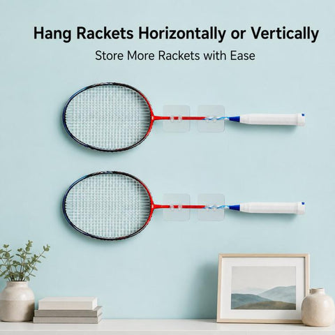 10pcs Adhesive Badminton Racket Wall Hooks No Drill Tennis Racquet Holder Waterproof Power Plug Organizer