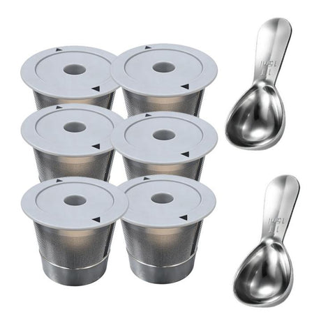 Single-Needle K Cups For Keurig 1.0 & 2.0 Stainless Steel Refillable Coffee Filter Pod, 1 Pack, 6 Packs