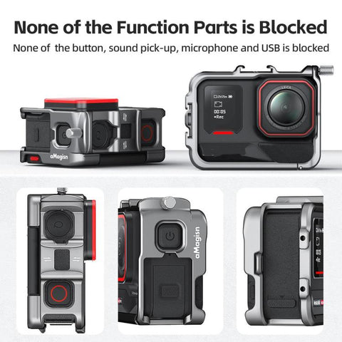 AMagisn Metal Frame Case For Insta360 Ace Pro 2 / Ace Pro / Ace Aluminum Utility Cage With Cold Shoe