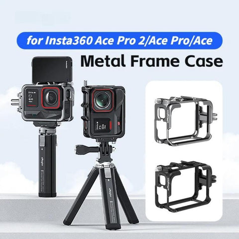 AMagisn Metal Frame Case For Insta360 Ace Pro 2 / Ace Pro / Ace Aluminum Utility Cage With Cold Shoe