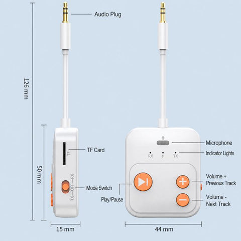 2-In-1 Bluetooth Receiver/Transmitter TF Card Music Player Adapter, A26