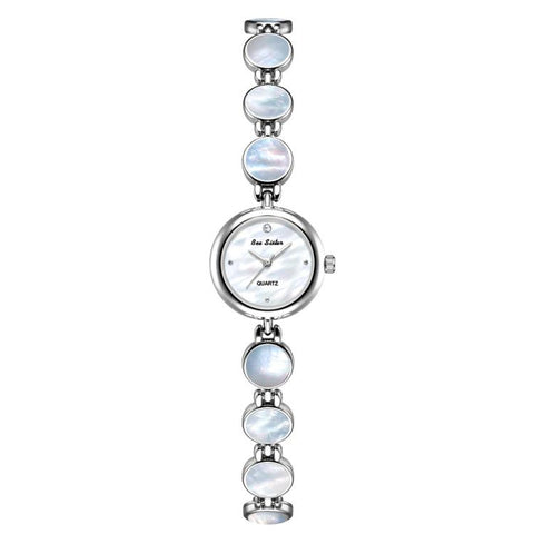 BS Bee Sister FA1873 Women Round Bracelet Watch Vintage Mother of Pearl Style Analog Quartz Dress Wristwatch
