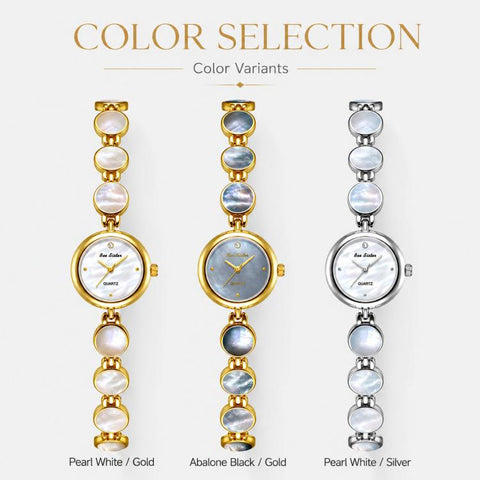 BS Bee Sister FA1873 Women Round Bracelet Watch Vintage Mother of Pearl Style Analog Quartz Dress Wristwatch