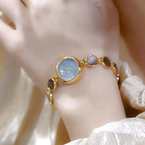 BS Bee Sister FA1873 Women Round Bracelet Watch Vintage Mother of Pearl Style Analog Quartz Dress Wristwatch