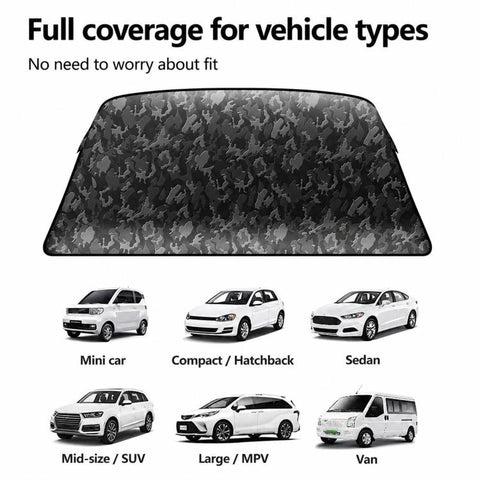 Camouflage Thickened Windproof Car Snow Shield Magnetic Windshield Snow & Sun Cover, Large, Small