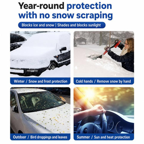 Camouflage Thickened Windproof Car Snow Shield Magnetic Windshield Snow & Sun Cover, Large, Small