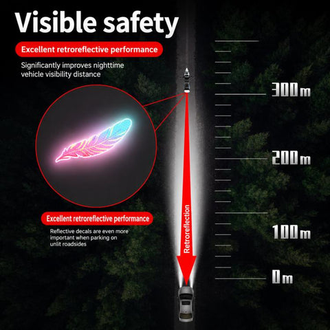 Dreamy Feather Reflective Car Stickers Bumper Scratch Cover Night Warning Decals, A, B