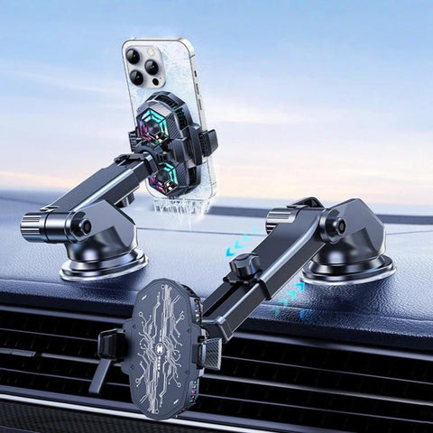 Car Phone Cooler Mount with Suction Cup & Telescopic Arm Semiconductor Cooling Holder with RGB, H5-C12