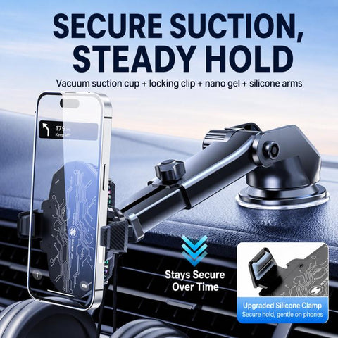 Car Phone Cooler Mount with Suction Cup & Telescopic Arm Semiconductor Cooling Holder with RGB, H5-C12