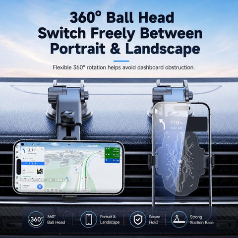Car Phone Cooler Mount with Suction Cup & Telescopic Arm Semiconductor Cooling Holder with RGB, H5-C12