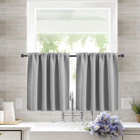 Single Rod Pocket Cafe Curtains Thick High Density Short Tier Window Treatment for Kitchen Bedroom, 40x60cm, 76x60cm, 76x92cm, 106x91cm