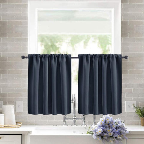 Single Rod Pocket Cafe Curtains Thick High Density Short Tier Window Treatment for Kitchen Bedroom, 40x60cm, 76x60cm, 76x92cm, 106x91cm