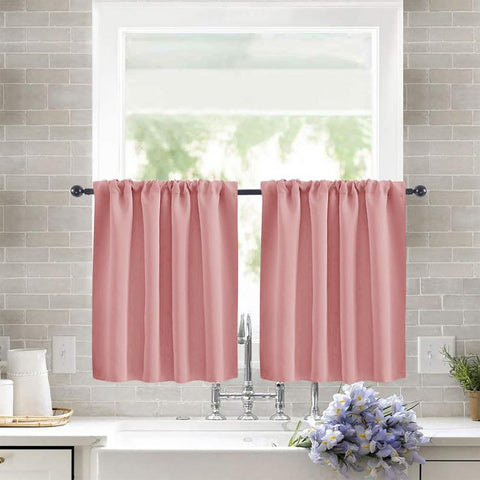 Single Rod Pocket Cafe Curtains Thick High Density Short Tier Window Treatment for Kitchen Bedroom, 40x60cm, 76x60cm, 76x92cm, 106x91cm