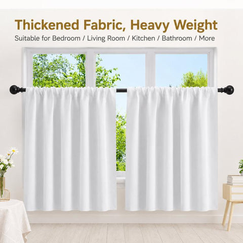 Single Rod Pocket Cafe Curtains Thick High Density Short Tier Window Treatment for Kitchen Bedroom, 40x60cm, 76x60cm, 76x92cm, 106x91cm