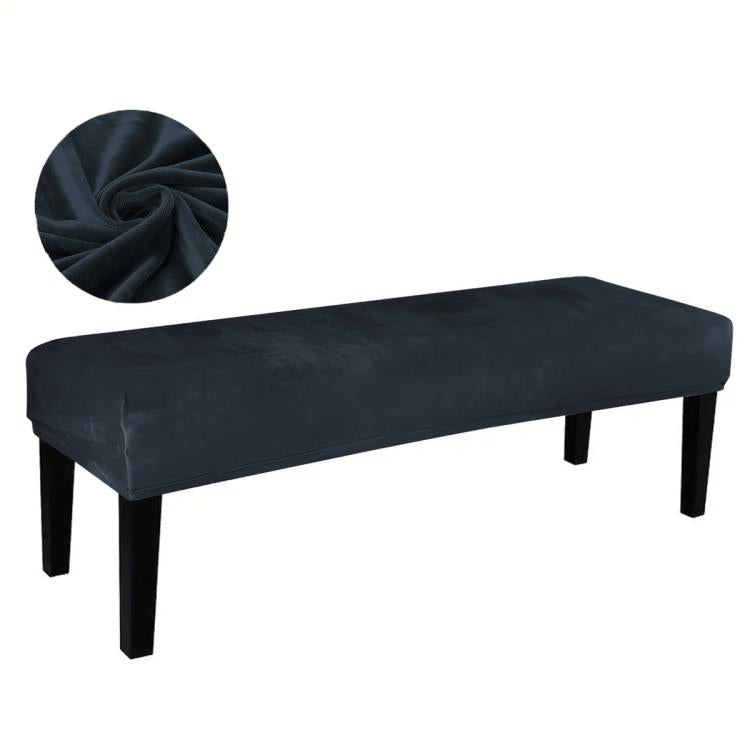 Velvet Stretch Bench Cover Elastic Rectangular Dining Bench Slipcover With Straps